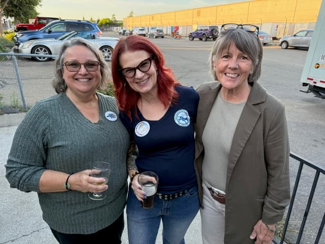 Members enjoying conversation at a Pints and Politics event
