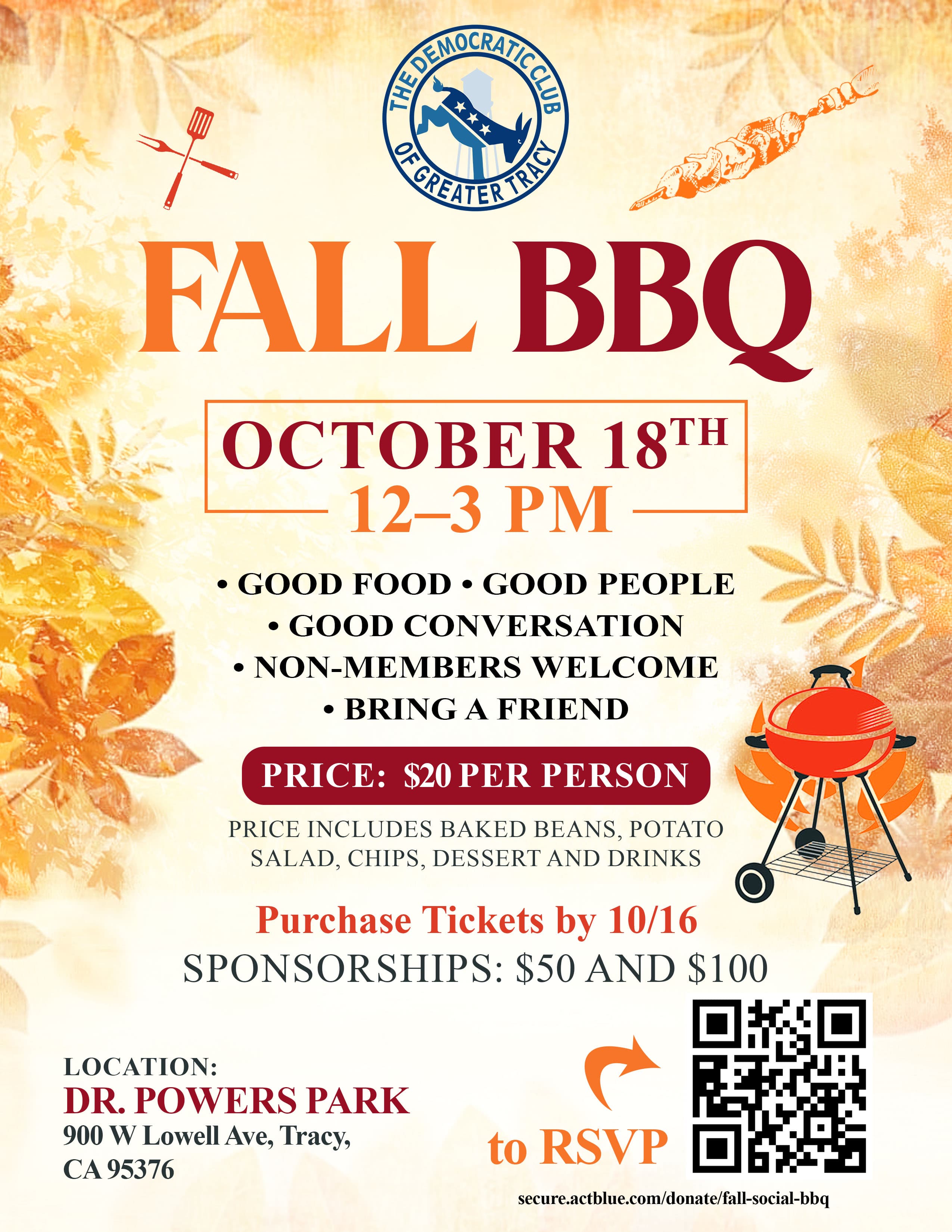 September News from the Tracy Dems — BBQ, Prop 50 & More